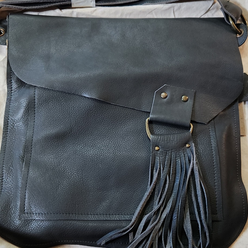 Lisa leonard your heart is mine boho bag in black leather